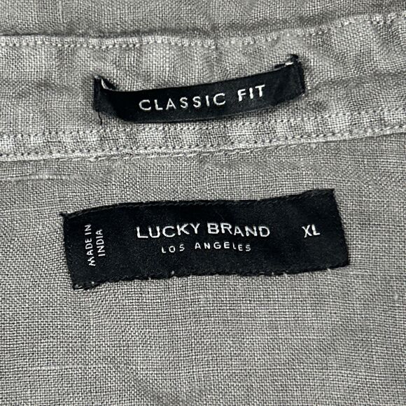 Lucky Brand Shirt Mens XL Linen Classic Fit Pearl Snap Gray Western - Picture 2 of 8